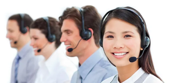 Assertive business in a call center — Stock Photo, Image
