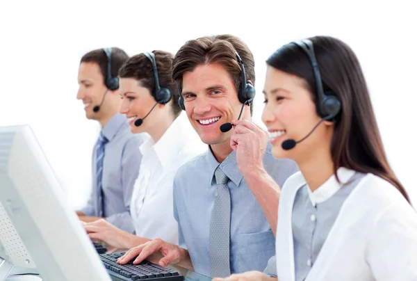 Positive business in a call center — Stock Photo, Image