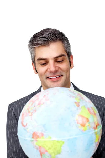 Uomo d'affari fiducioso sorridente all'espansione del business globale — Foto Stock