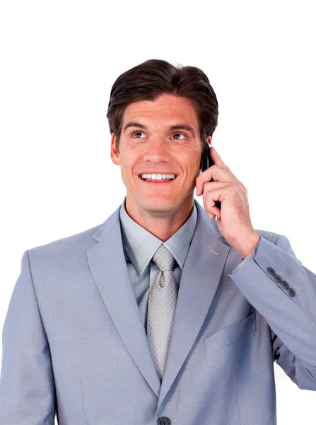 Jistý podnikatel hovoří na telefonu — Stock fotografie