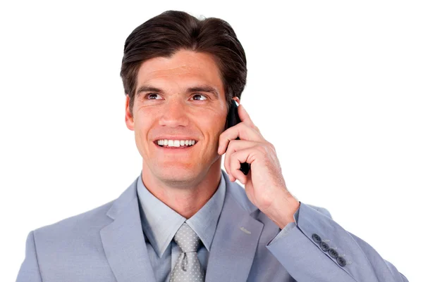 Karismatisk affärsman prata telefon — Stockfoto
