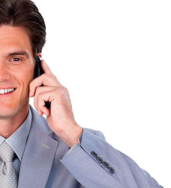 Sorrindo Empresário falando ao telefone — Fotografia de Stock