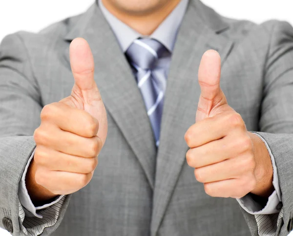 Close-up of a businessman with thumbs up — Φωτογραφία Αρχείου
