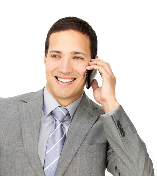 Assertief mannelijke uitvoerend op telefoon — Stockfoto