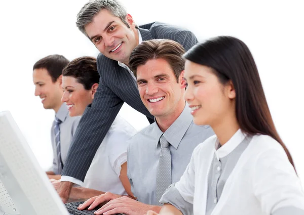 Assertive manager working with his team — Stock Photo, Image