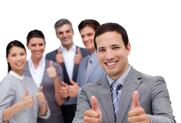 International business team with thumbs up — Stock Photo, Image