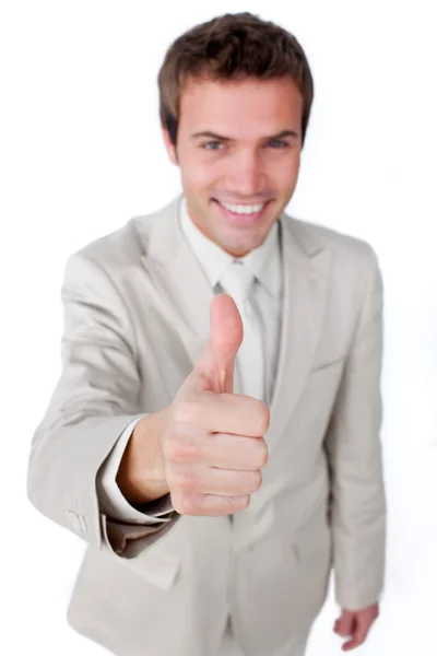 Succesvolle zakenman met duim omhoog — Stockfoto