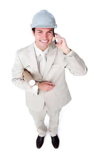 Portrait of a male architect on phone — Stock Photo, Image