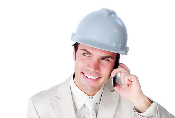 Attractive male architect on phone — Stock Photo, Image