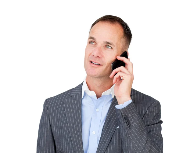 Fiducioso maturo uomo d'affari che parla al telefono — Foto Stock