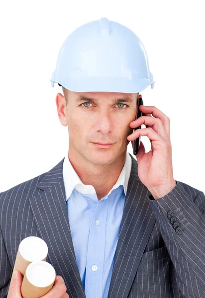 Serious male architect on phone — Stock Photo, Image
