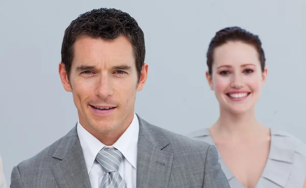 Portrait of a businessman with his female colleague — Stock Photo, Image