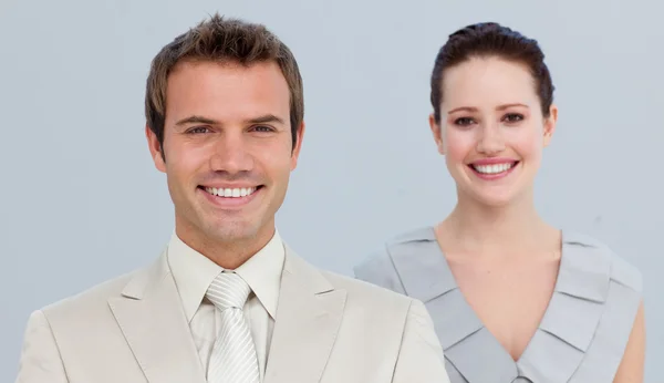 Portrait of a businessman with his female colleague — Stock Photo, Image