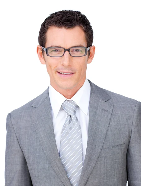 Empresário carismático usando óculos — Fotografia de Stock