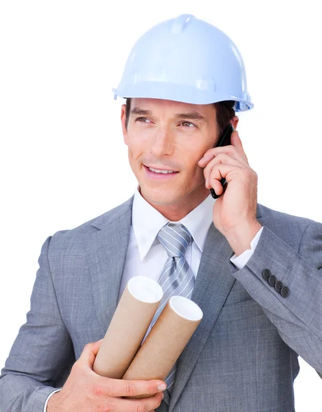 Attractive male architect on phone — Stock Photo, Image