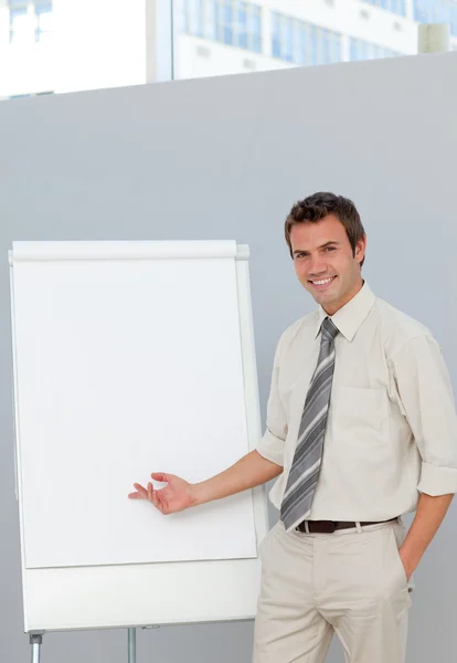 Attractive businessman giving a presentation — Stock Photo, Image