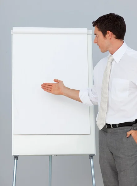 Attractive businessman giving a presentation — Stock Photo, Image