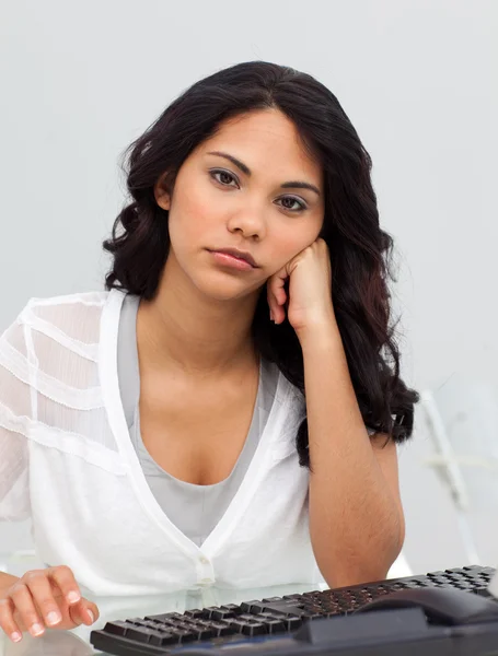 Young businesswoman getting tired — Stock Photo, Image