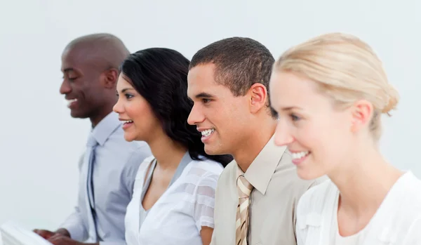 Presentation of a multi-cultural business team at work — Stock Photo, Image