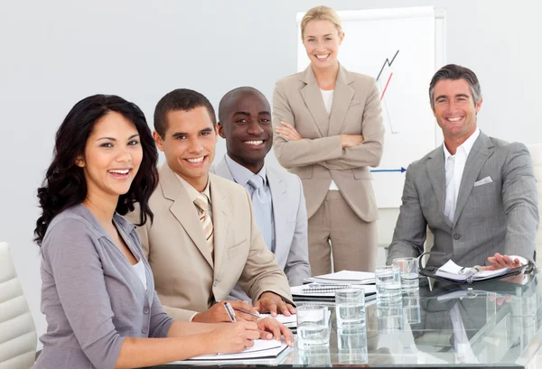 Potrait of a business team at a presentation — Stock Photo, Image