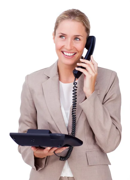 Attraktiva affärskvinna på telefon — Stockfoto
