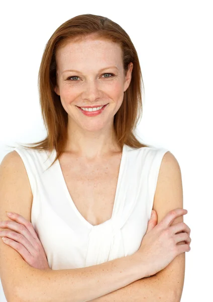 Assertive businesswoman with folded arms — Stock Photo, Image