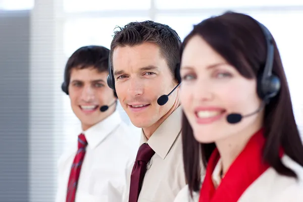 Young business working in a call center — Stock Photo, Image