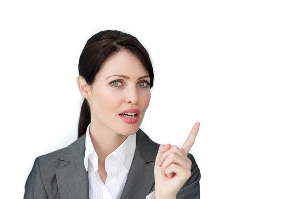 Charming businesswoman pointing — Stock Photo, Image