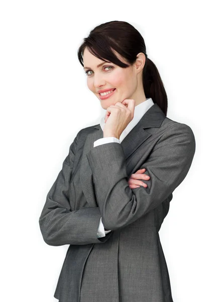 Positive beautiful businesswoman standing — Stock Photo, Image