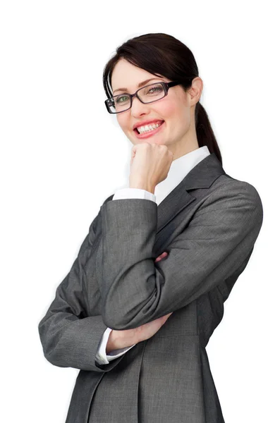 Assertiva mulher de negócios elegante usando óculos — Fotografia de Stock