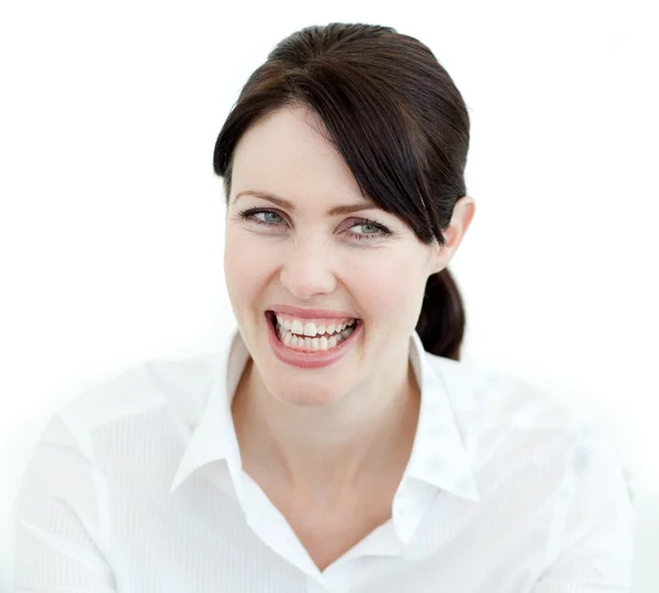 Close-up de uma mulher de negócios rindo — Fotografia de Stock
