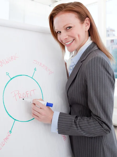 Smiling businesswoman giving a presentation to his team — Stock Photo, Image
