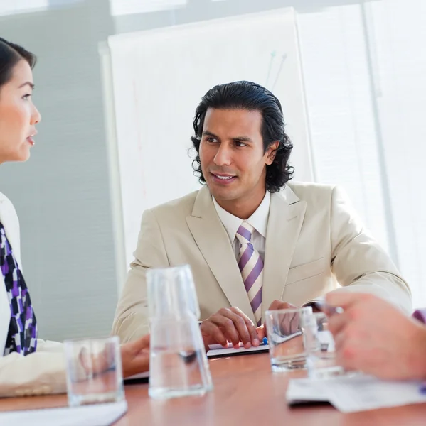 Positive manager talking with his team — Stock Photo, Image