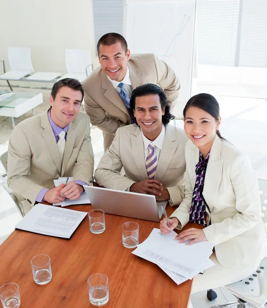 Confident business team having a brainstorming — Stock Photo, Image