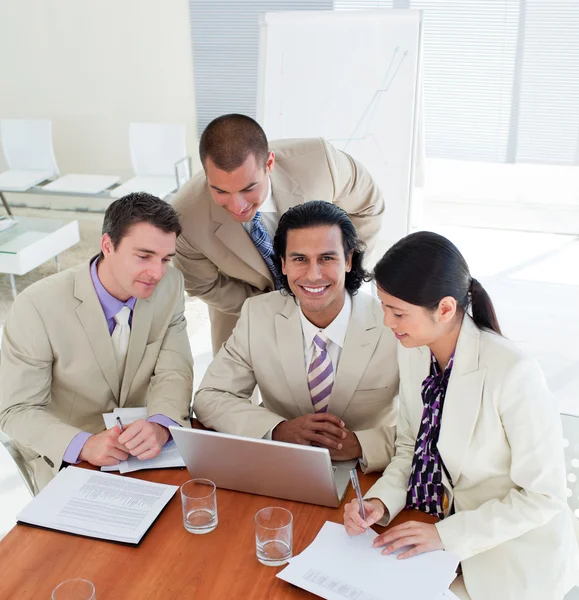 Merry business team having a brainstorming — Stock Photo, Image