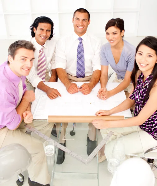 International group of architects smiling at the camera — Stock Photo, Image
