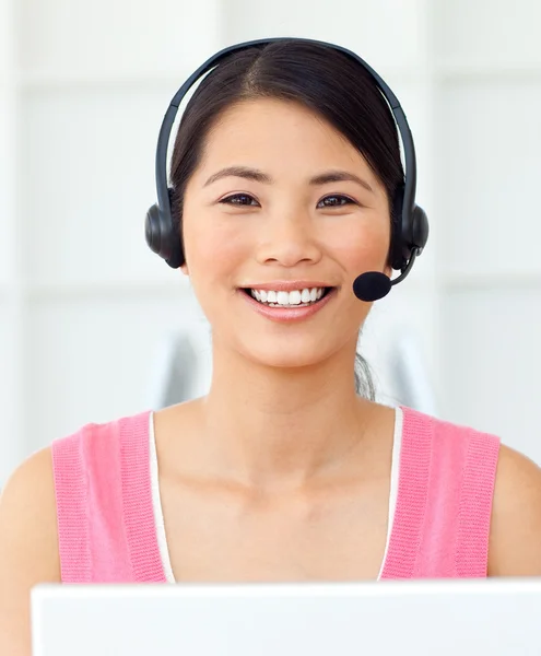 Attractive Businesswoman with headset on — Stock Photo, Image