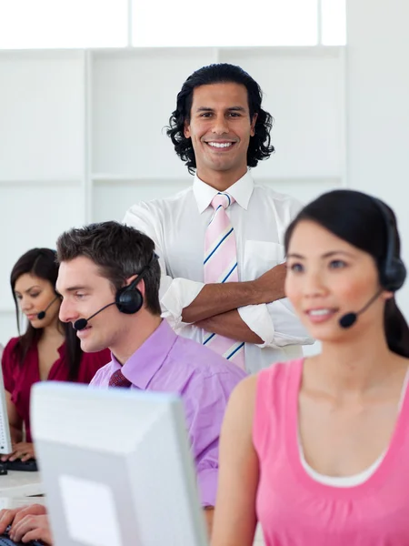 International business working in a call center — Stock Photo, Image