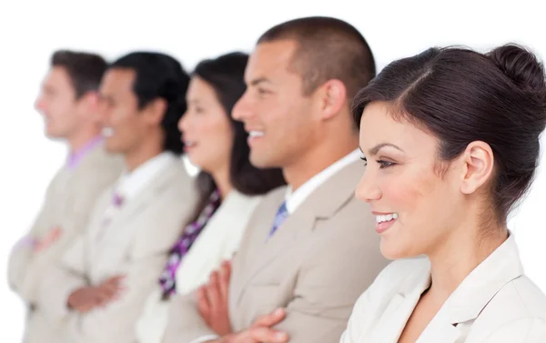 Multi-ethnic business team standing in a line — Stock Photo, Image