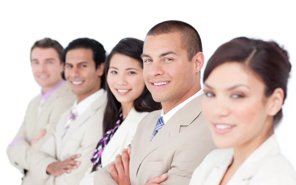 A diverse business team standing in a line — Stock Photo, Image