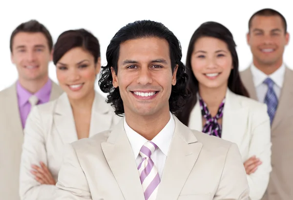 Presentation of a joyful business team — Stock Photo, Image