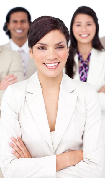 Presentation of a smiling business team — Stock Photo, Image