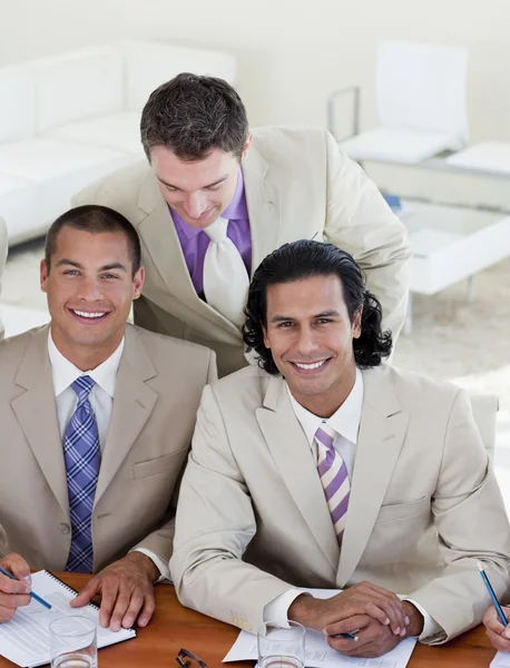 Smiling business partners working together — Stock Photo, Image
