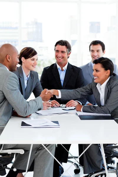 Successful international business shaking hands — Stock Photo, Image