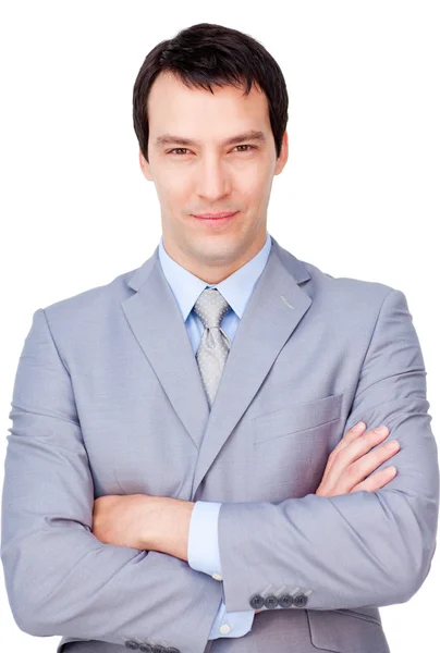Confident businessman with folded arms — Stock Photo, Image