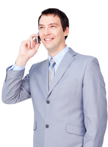 Smiling businessman on phone — Stock Photo, Image