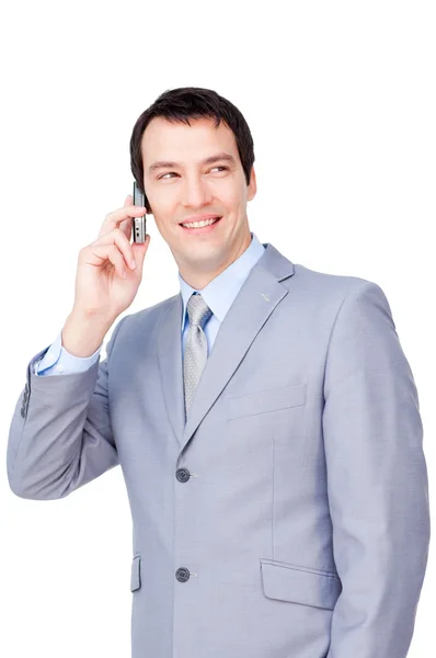 Porträtt av en ung affärsman på telefon — Stockfoto