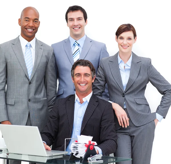 Close-up of a happy business team — Stock Photo, Image