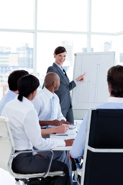 Ler affärskvinna gör en presentation till hennes kollegor — Stockfoto