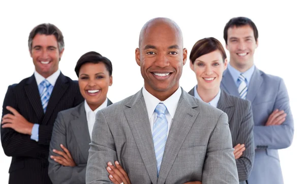 Retrato de alegre equipe de negócios — Fotografia de Stock